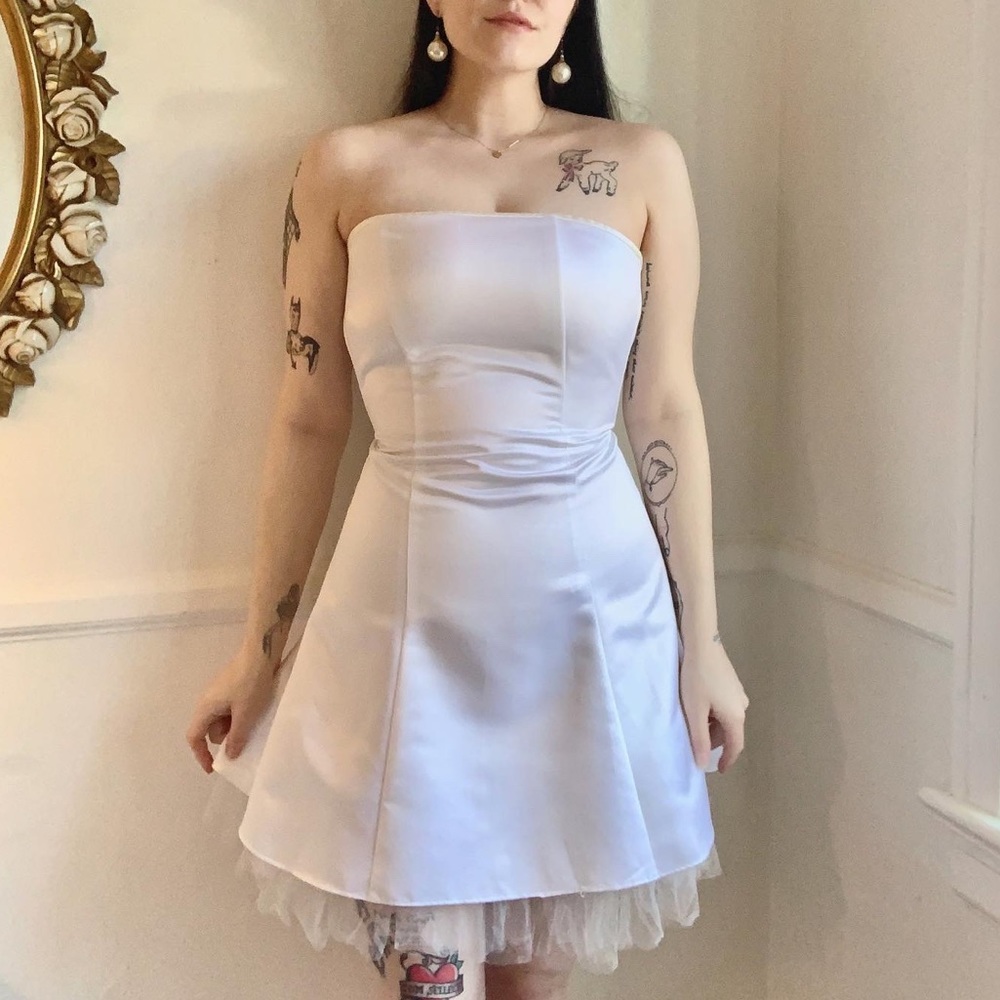 Y2K Jessica McClintock white satin party dress!